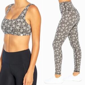 Zobha Jacquard Leaves Espresso Matching Set Casey Sports Bra Rolan Leggings